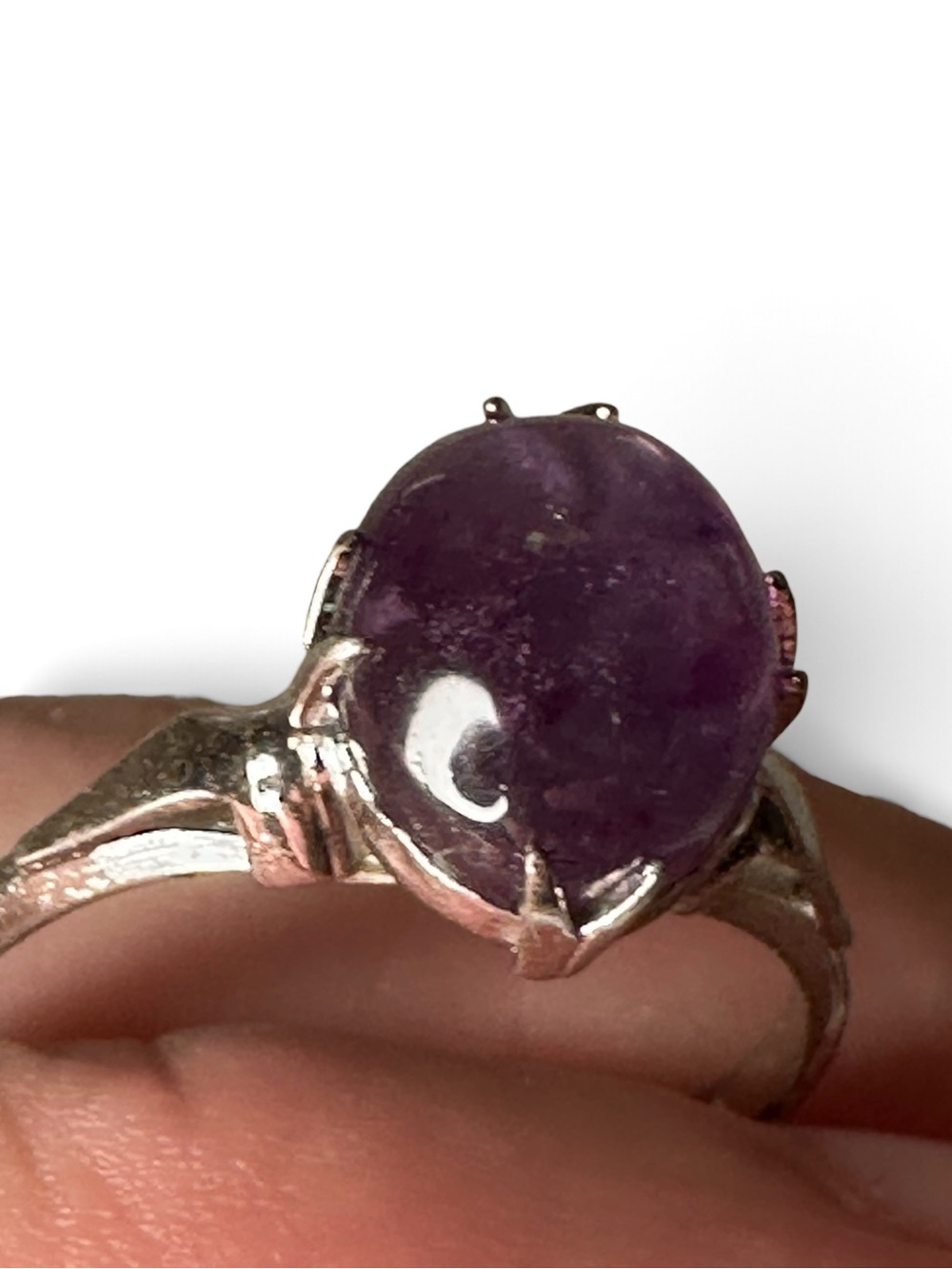 Purple Gemstone Silver Ring - Elegant Women's Statement Ring